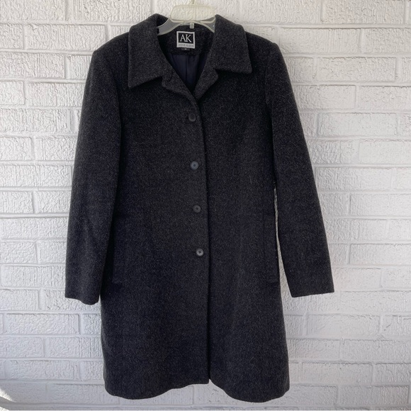 Anne Klein Single Breasted Wool Mohair Coat Grey Size 10 - Picture 1 of 8